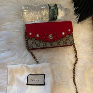 Sold Gucci Leather Wallet with Chain Crossbody